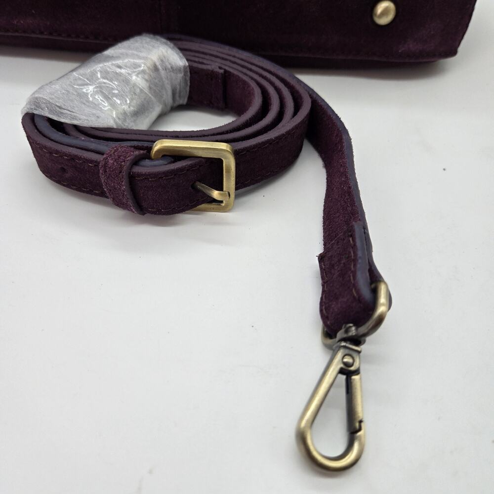 Purple Burgundy Leather Suede Shoulder Bag 11x6x4" Detach Strap NEW SLOUCH $78 - Picture 13 of 13
